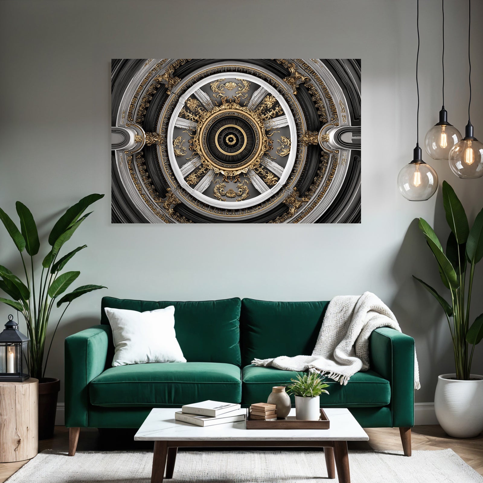 Ornate Decke Design Gold Silber Zentrale Motivation E Architektur
