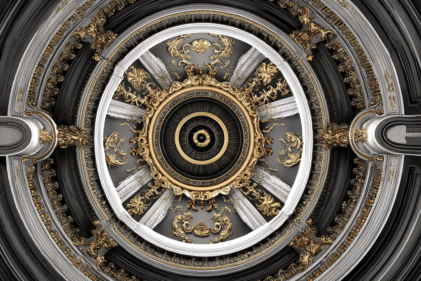 Ornate Decke Design Gold Silber Zentrale Motivation E Architektur | Klassisch | Einrichtungsstile