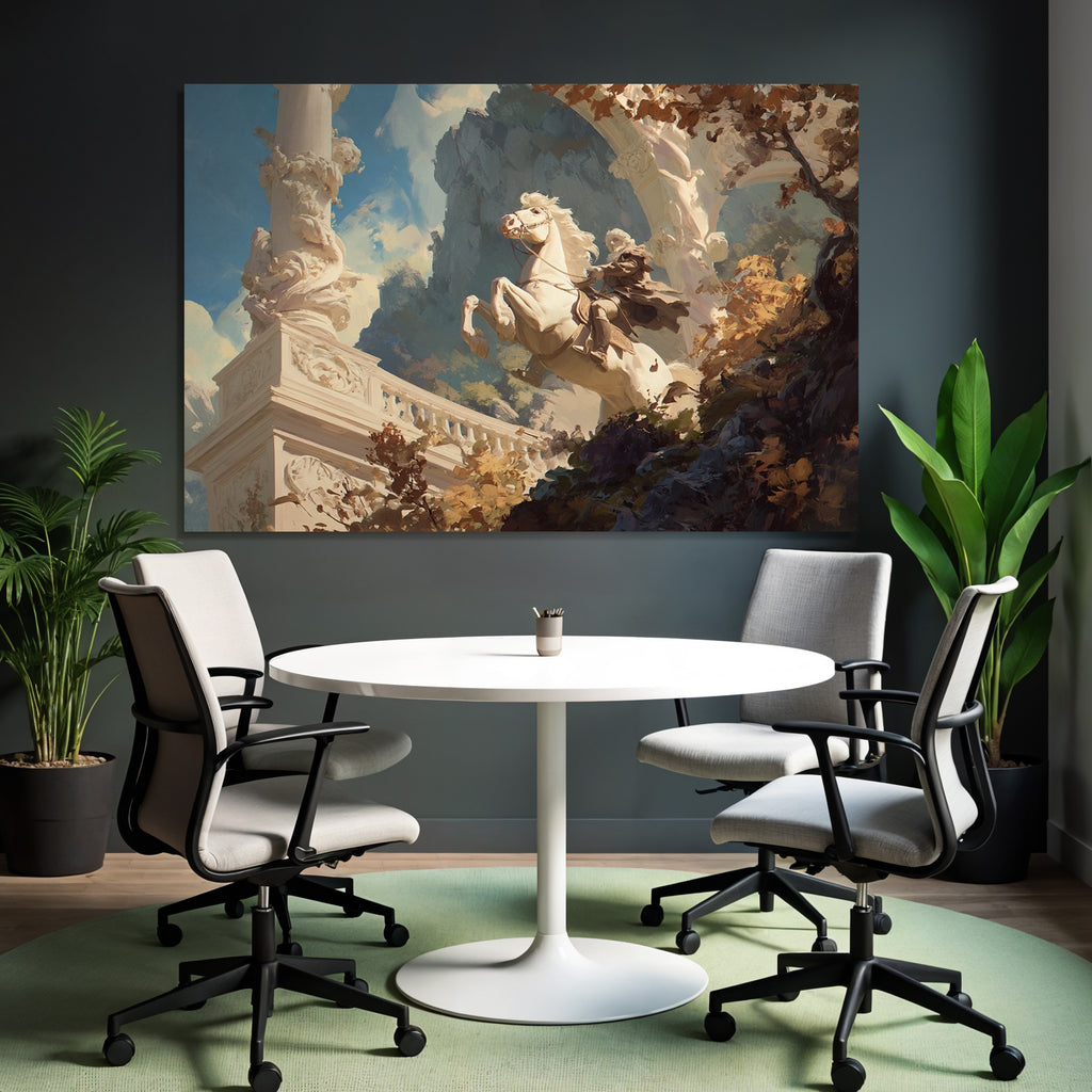 Pferd Reitender Rider Hintergrund Architektur Gebaeude Berglandschaft Fantasy Historisch