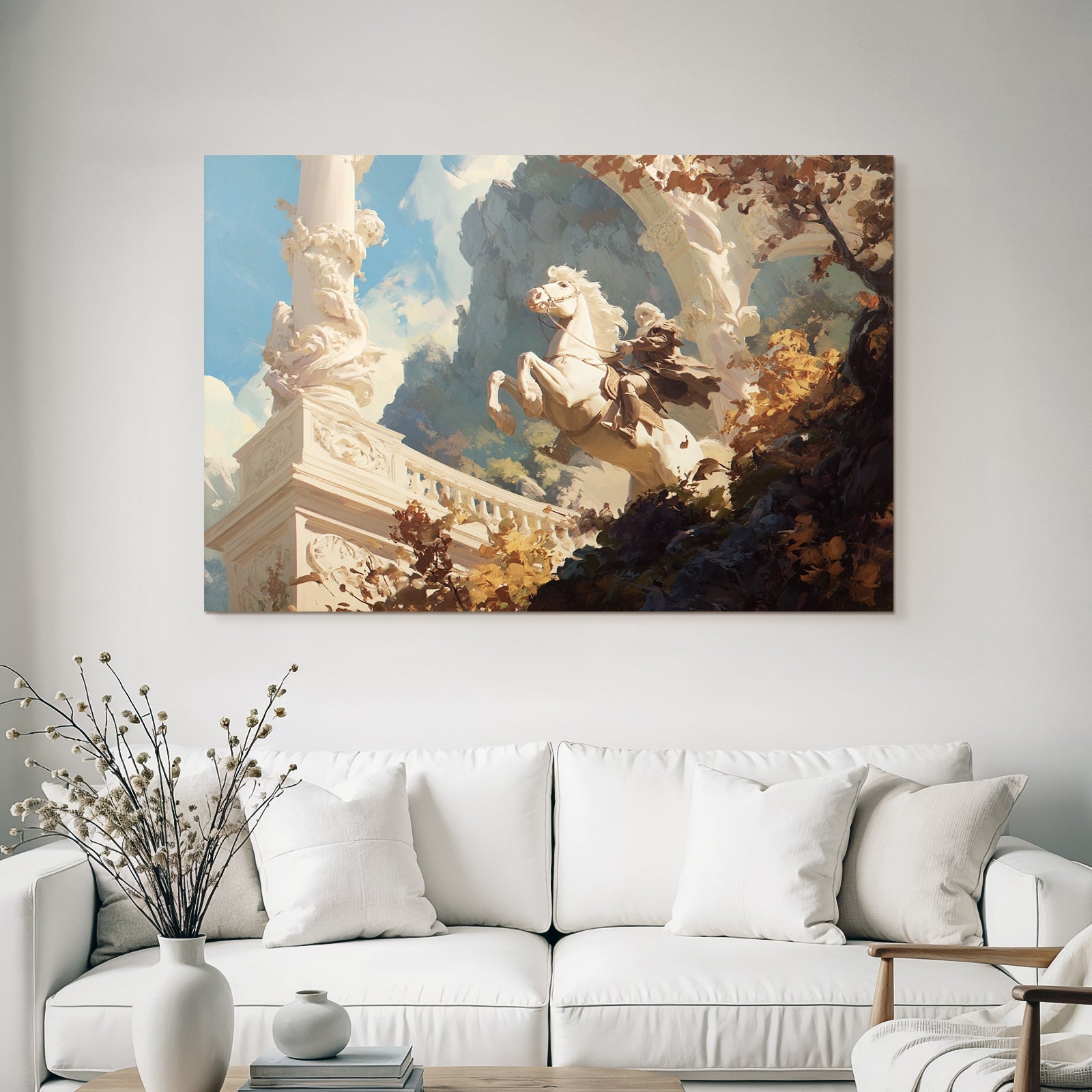 Pferd Reitender Rider Hintergrund Architektur Gebaeude Berglandschaft Fantasy Historisch