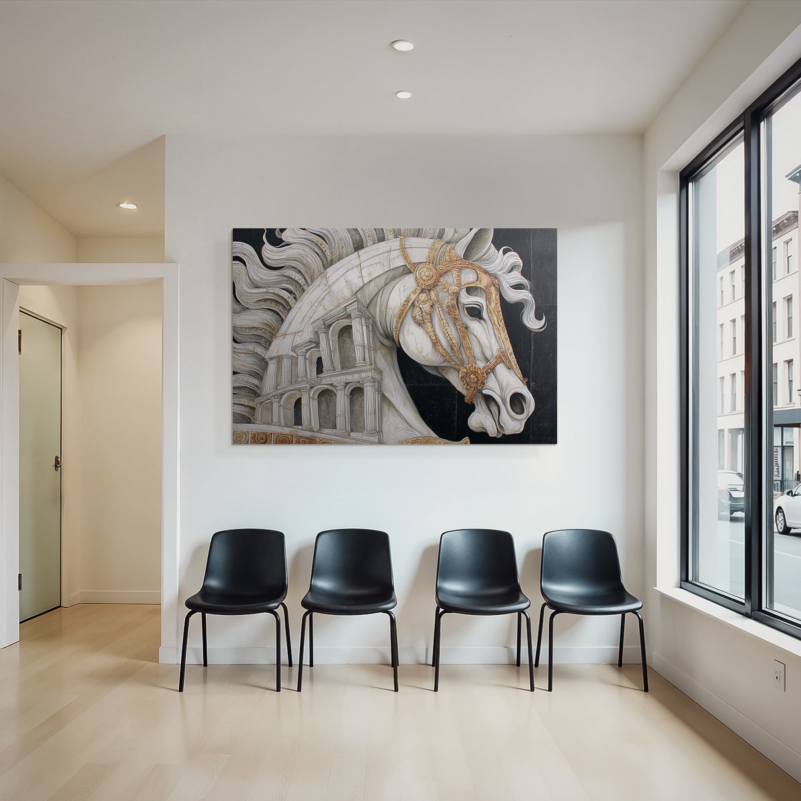 Pferdekopf Kunstvolles Design Mit Architektonischen Elementen