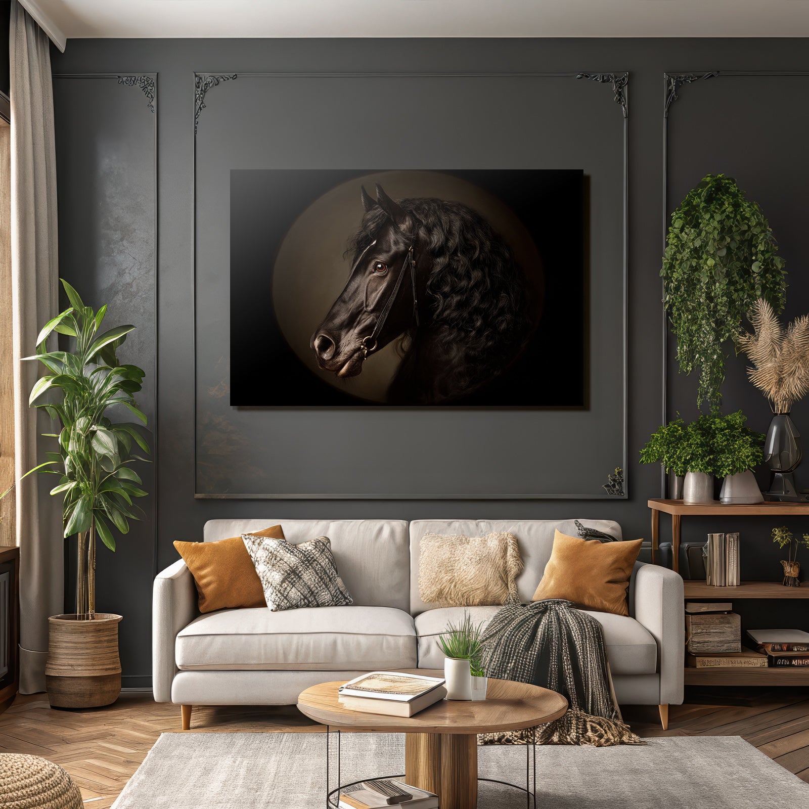 Pferdeportraet Mit Glanzendem Fell Und Lockigem Mane