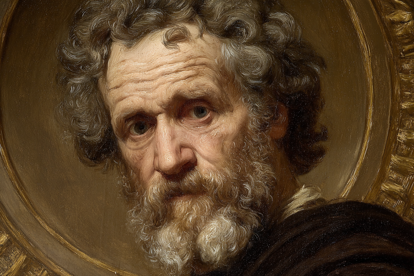 Portraet Eines Aelteren Mannes Mit Lockigem Haar Und Der Heiligenschein | Klassisch | Einrichtungsstile