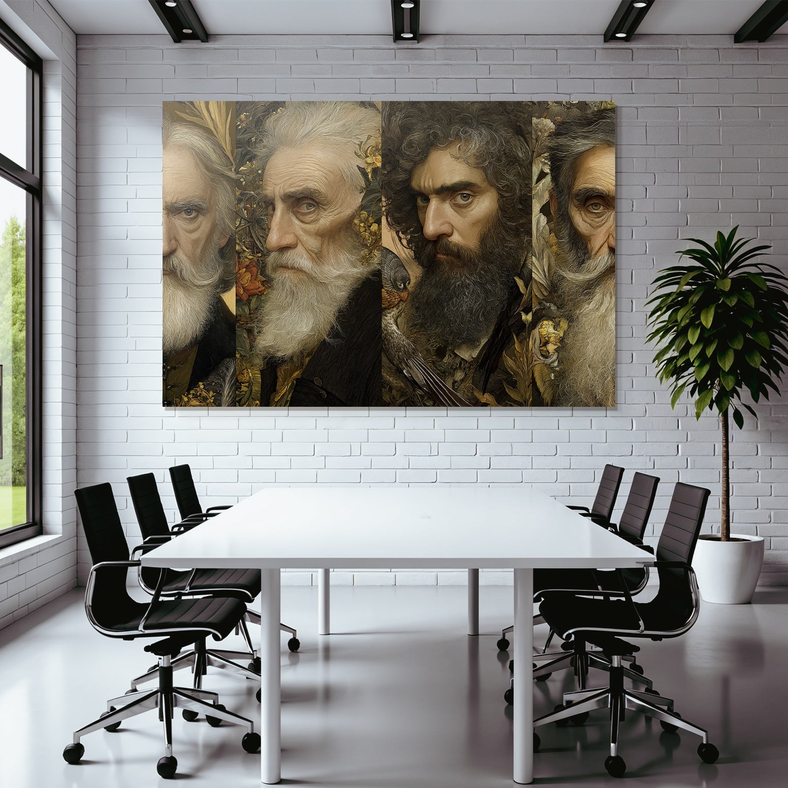 Portraet Von Vier Maennern Umgeben Von Natur Elementen