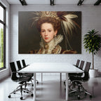 Portrait Einer Frau In Opulenter Kleidung Mit Schmuck Und Kopfputz