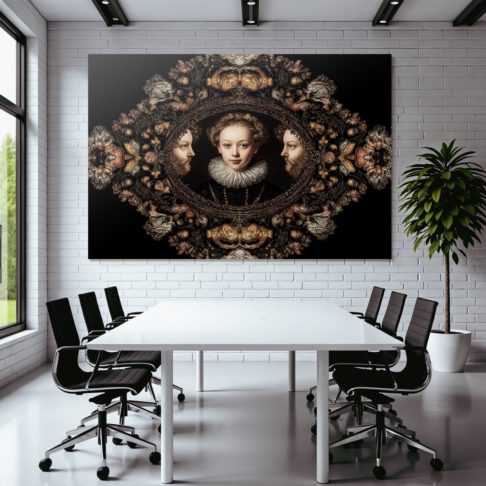 Portrait Mit Floralem Rand Renaissance Inspiration