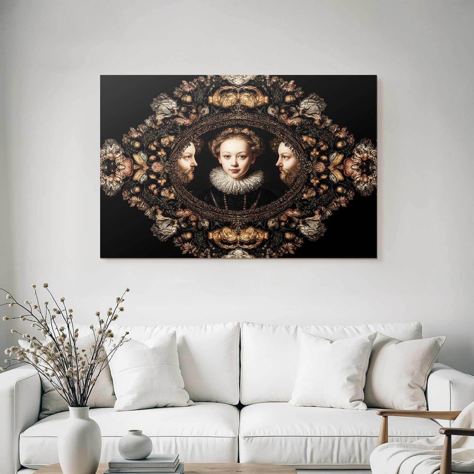 Portrait Mit Floralem Rand Renaissance Inspiration