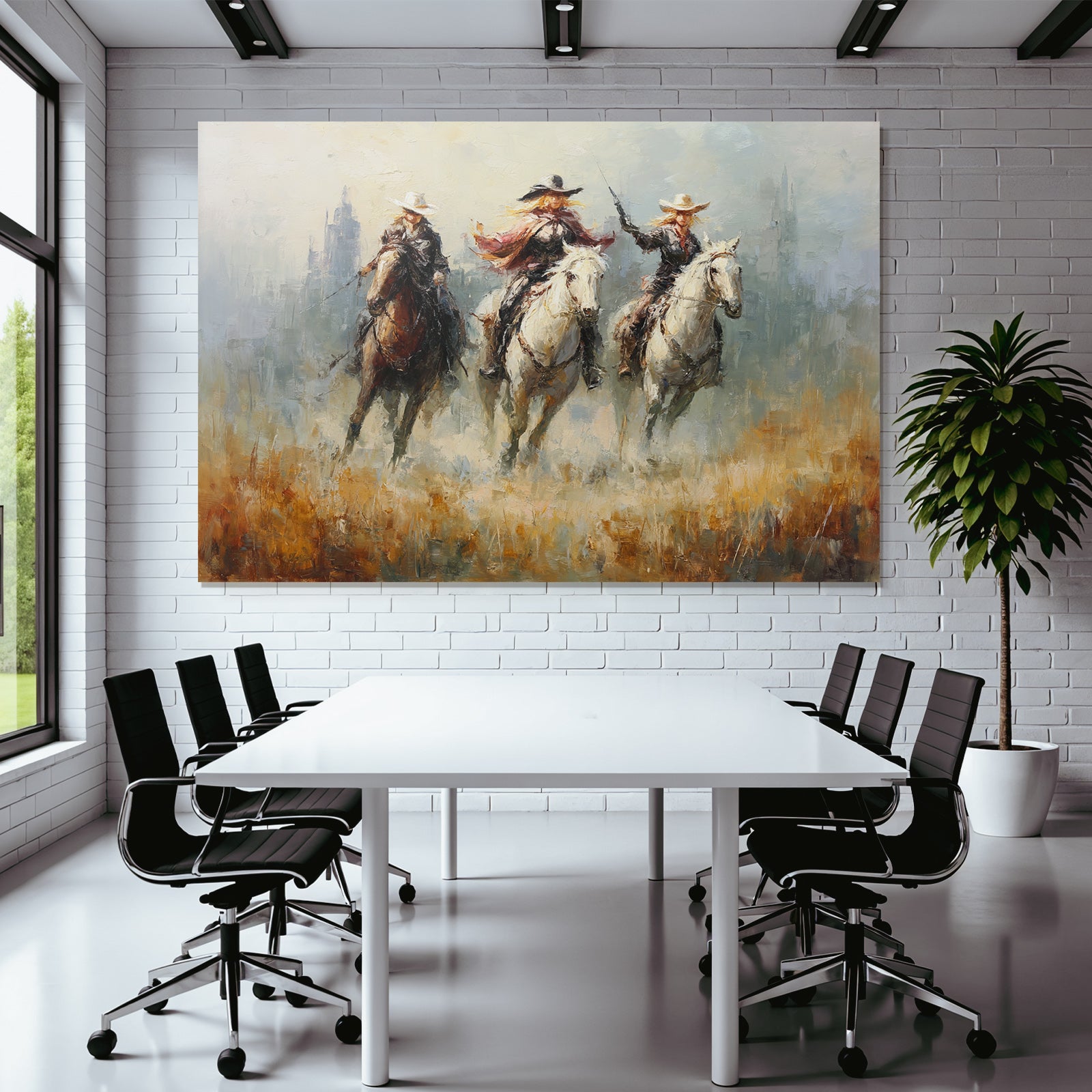 Reiter Auf Pferden Impressionistische Landschaft Abenteuer Freiheit