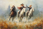 Reiter Auf Pferden Impressionistische Landschaft Abenteuer Freiheit | Klassisch | Einrichtungsstile