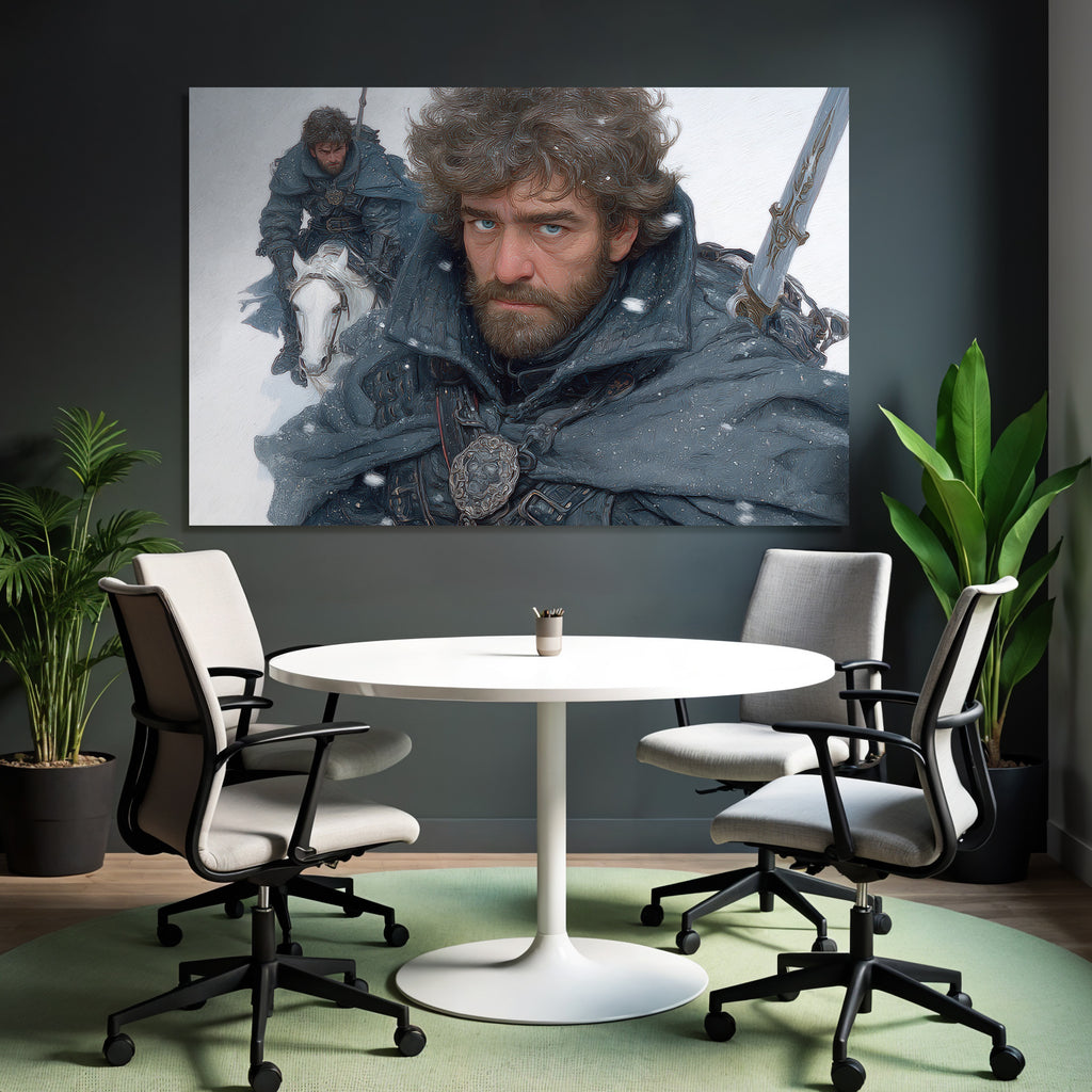Rugged Character With Beard In Winter Atire Horse In Background Snowy Environment