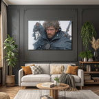 Rugged Character With Beard In Winter Atire Horse In Background Snowy Environment