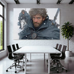 Rugged Character With Beard In Winter Atire Horse In Background Snowy Environment