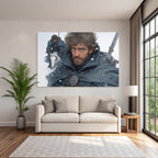 Rugged Character With Beard In Winter Atire Horse In Background Snowy Environment