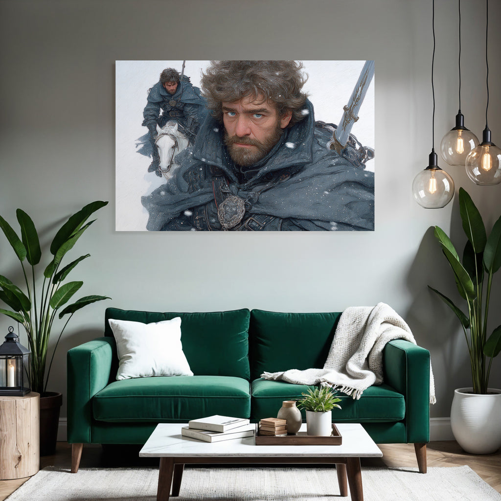 Rugged Character With Beard In Winter Atire Horse In Background Snowy Environment