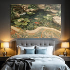 Schoene Landschaft Mit Teich Wasserlilien Koi Fische Umgebung