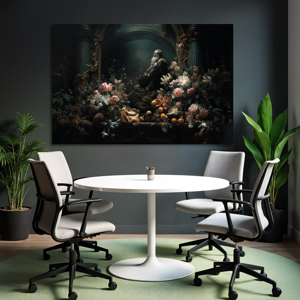 Stillleben Blumen Fruechte Dramatische Beleuchtung Barock Stil