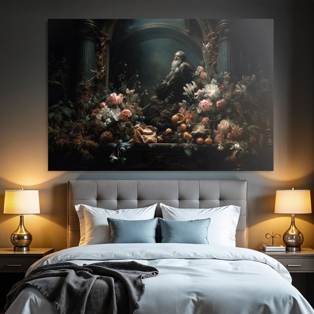Stillleben Blumen Fruechte Dramatische Beleuchtung Barock Stil