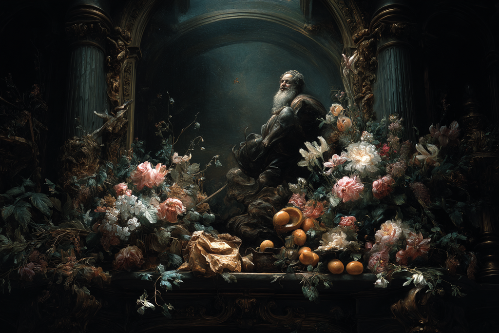 Stillleben Blumen Fruechte Dramatische Beleuchtung Barock Stil | Klassisch | Einrichtungsstile