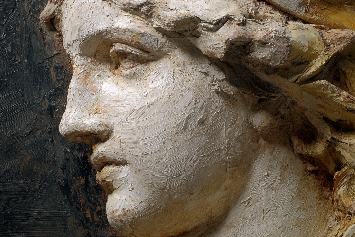 Stylisierte Darstellung Eines Gesichts Naher Auf Rund Sculpture | Klassisch | Einrichtungsstile