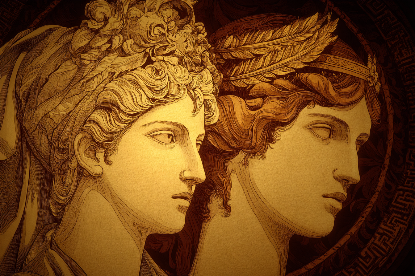 Stylisierte Figuren E Kunst Goldene Farben | Klassisch | Einrichtungsstile