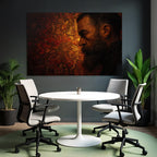 Stylisierte Portraet Eines Mannes Mit Bart Im Profil Mit Floralen Muster Hintergrund