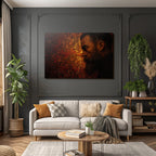 Stylisierte Portraet Eines Mannes Mit Bart Im Profil Mit Floralen Muster Hintergrund