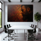 Stylisierte Portraet Eines Mannes Mit Bart Im Profil Mit Floralen Muster Hintergrund