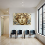 Stylisierte Portraet Junger Mann With Lockiges Haar Mit Blaettern Und Frucht