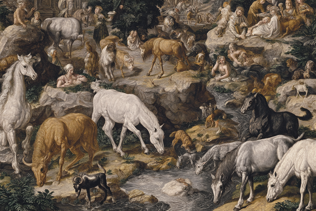 Tieranmutung Pastorale Szene Mit Pferden Und Menschen | Klassisch | Einrichtungsstile