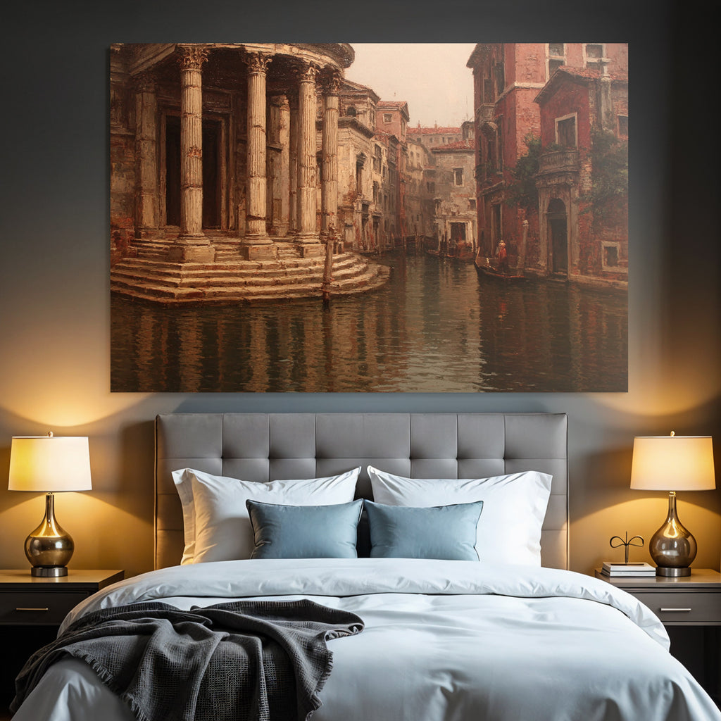 Venetian Kanal Mit Gondel E Architektur Reflexionen