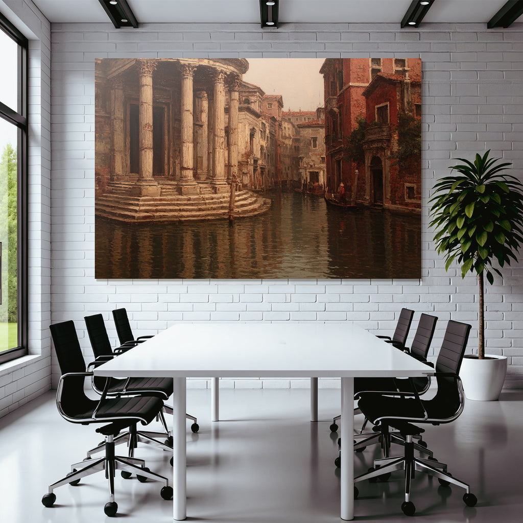 Venetian Kanal Mit Gondel E Architektur Reflexionen
