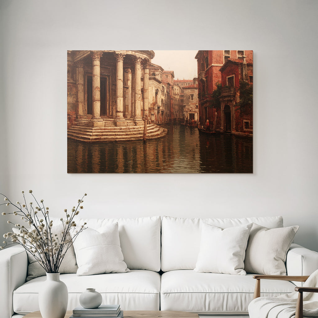 Venetian Kanal Mit Gondel E Architektur Reflexionen