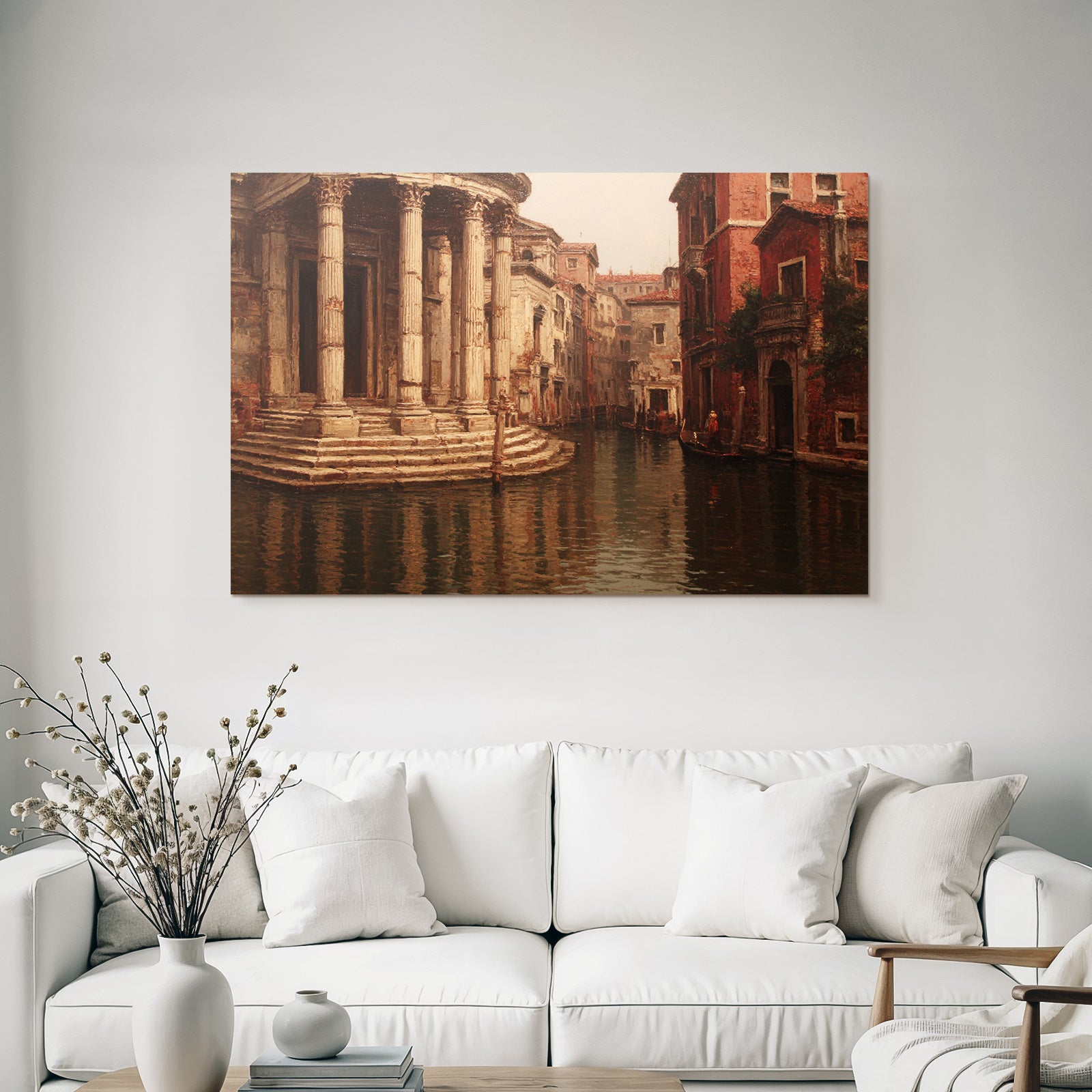 Venetian Kanal Mit Gondel E Architektur Reflexionen
