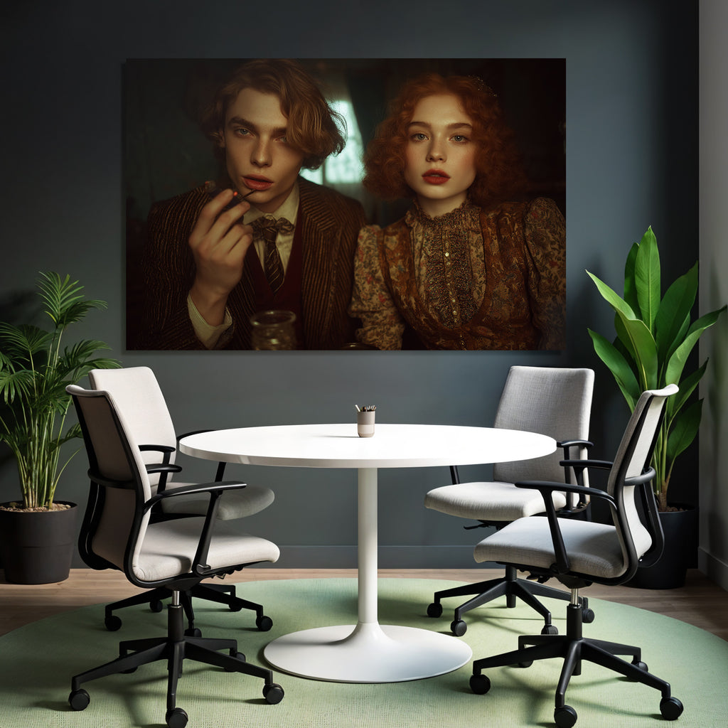 Vintage Mode Dimmlich Beleuchtet Posieren Mit Pipe