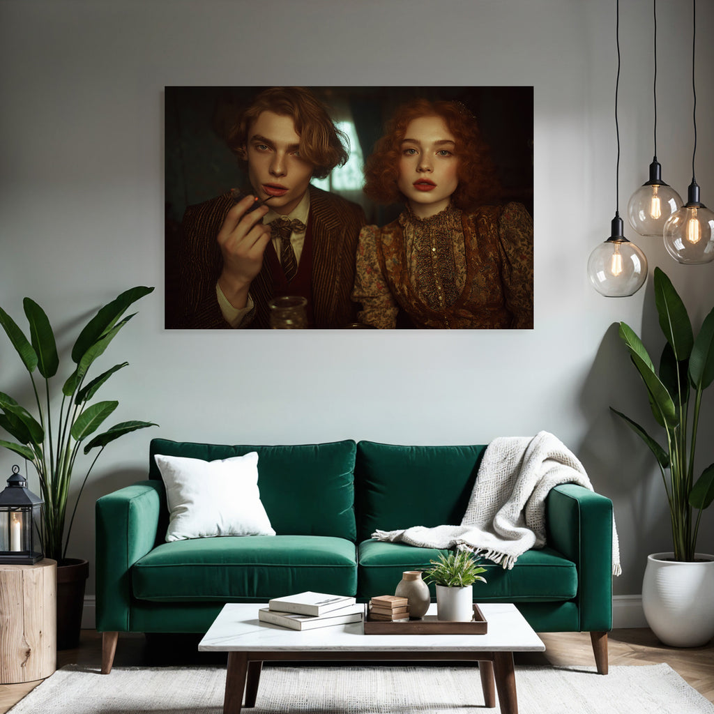 Vintage Mode Dimmlich Beleuchtet Posieren Mit Pipe