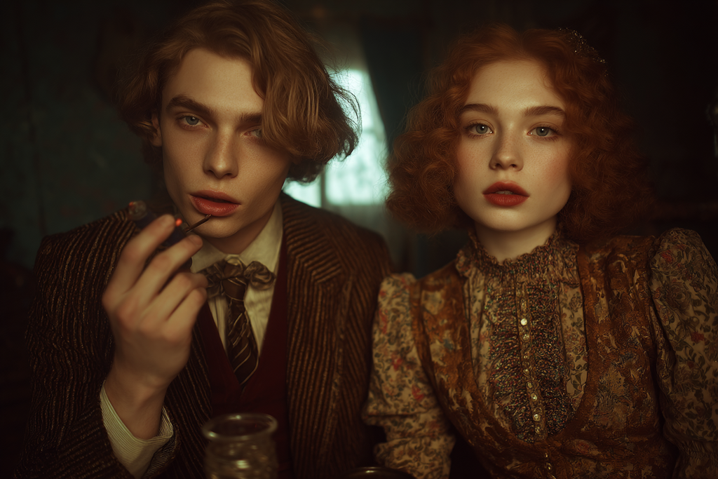 Vintage Mode Dimmlich Beleuchtet Posieren Mit Pipe | Klassisch | Einrichtungsstile