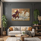 Winterlandschaft Mit Reiter Im Hintergrund Kunstvolle Illustration