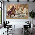 Winterlandschaft Mit Reiter Im Hintergrund Kunstvolle Illustration