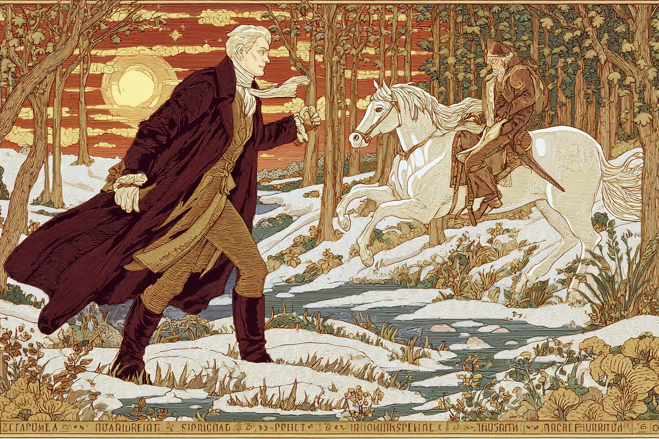 Winterlandschaft Mit Reiter Im Hintergrund Kunstvolle Illustration | Klassisch | Einrichtungsstile