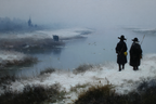 Winterszene Mit Freigaengern Im Nebel | Klassisch | Einrichtungsstile