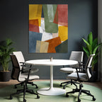Abstract Art Colorful Shapes Geometric Yellow Green Red Blue Beige