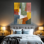 Abstract Art Colorful Shapes Geometric Yellow Green Red Blue Beige