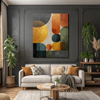 Mid Modern Century Abstract Design Geometrische Formen Bunt Texturiert