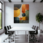Mid Modern Century Abstract Design Geometrische Formen Bunt Texturiert