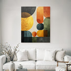 Mid Modern Century Abstract Design Geometrische Formen Bunt Texturiert