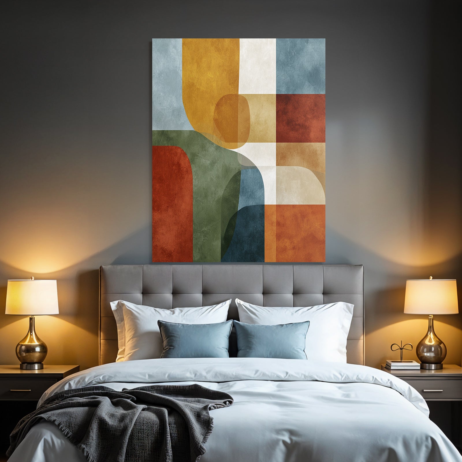 Mid Modern Century Abstraktes Design Geometrische Formen Verschiedene Farben