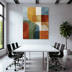 Mid Modern Century Abstraktes Design Geometrische Formen Verschiedene Farben