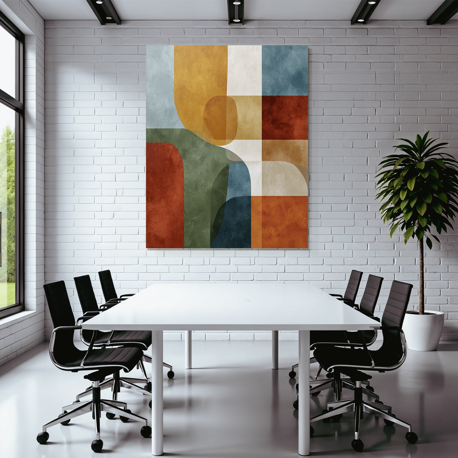 Mid Modern Century Abstraktes Design Geometrische Formen Verschiedene Farben