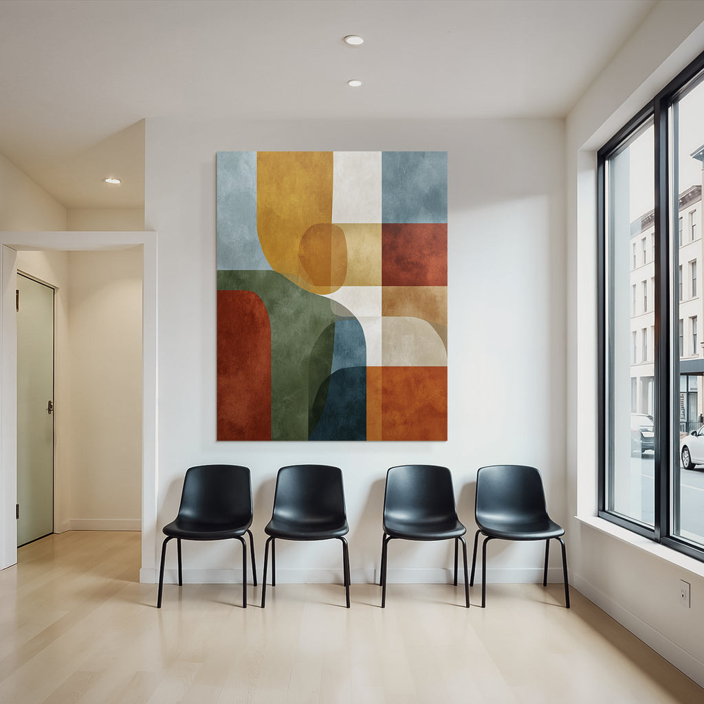 Mid Modern Century Abstraktes Design Geometrische Formen Verschiedene Farben