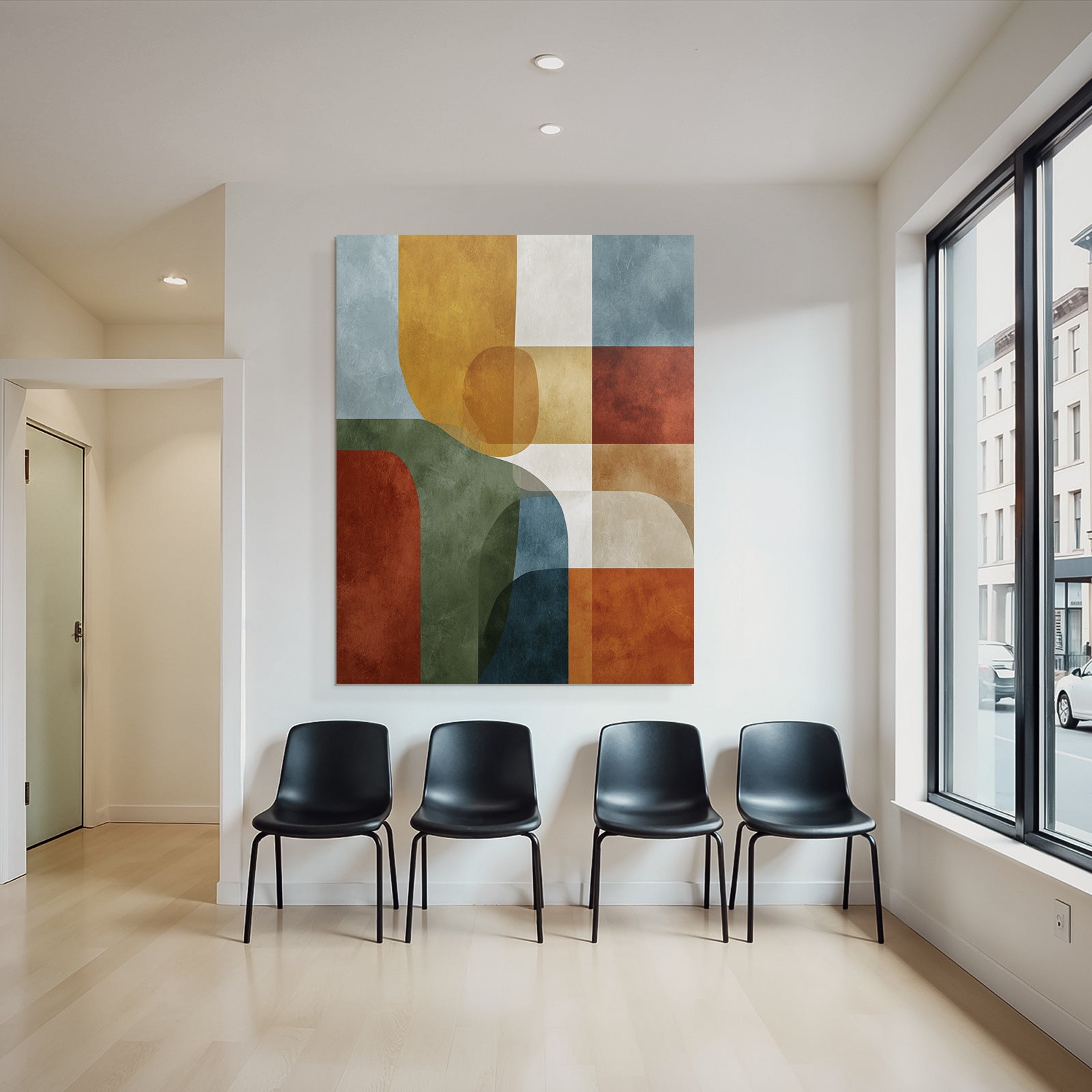 Mid Modern Century Abstraktes Design Geometrische Formen Verschiedene Farben